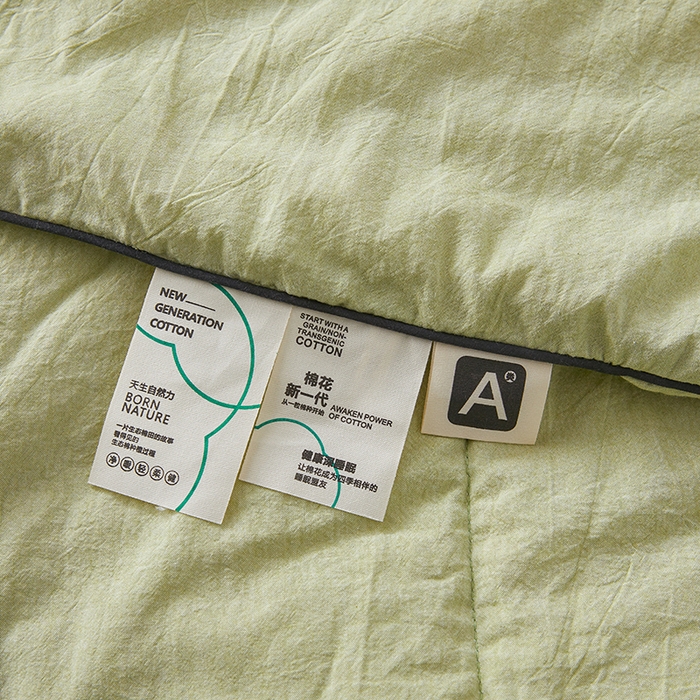 91家纺网 家纺一手货源 找家纺 熙宴家纺 2025新款纯色水洗棉新疆棉花夏被 豆绿