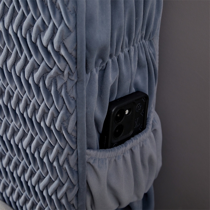 91家纺网 家纺一手货源 找家纺 情恒家纺 2025新款德芙绒工艺款全包床头罩 丹宁蓝