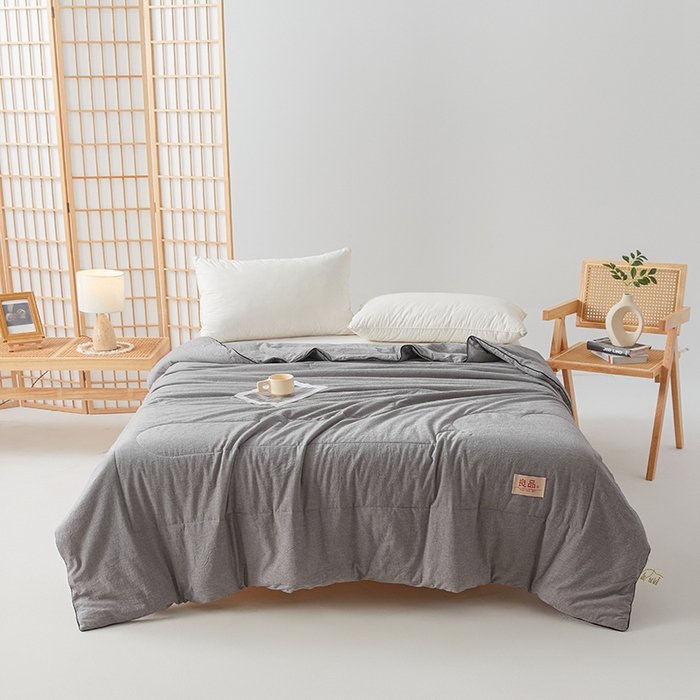 91家纺网 家纺一手货源 找家纺 熙宴家纺 2025新款纯色水洗棉新疆棉花夏被 石灰