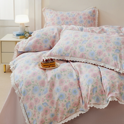 91家纺网 家纺一手货源 找家纺 （总）黛馨 2025新款全棉纯棉镂空蕾丝边四件套