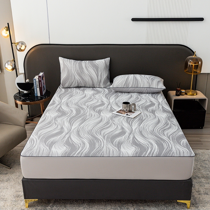 91家纺网 家纺一手货源 找家纺 锦罗绣 2025春夏新款PE中分子凉感提花软凉席席子 极简主义-灰 床笠款