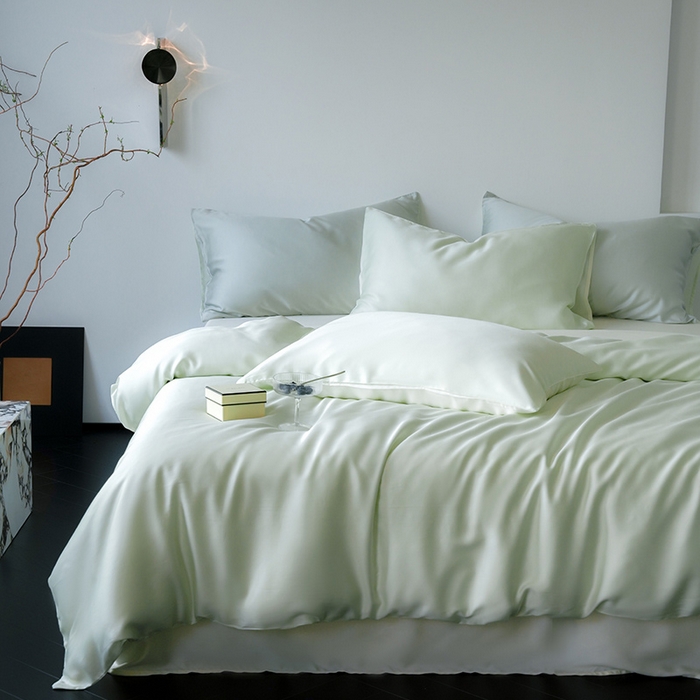 91家纺网 家纺一手货源 找家纺 简纯主义 2025新款60s兰精天丝纯色四件套 薄荷