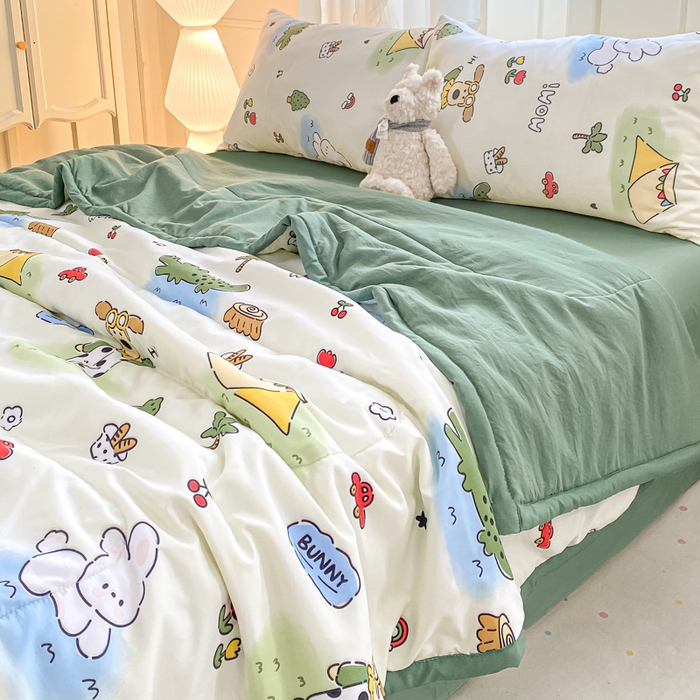 91家纺网 家纺一手货源 找家纺 2025梦初语新款水洗棉印花棉花被 萌宠乐园