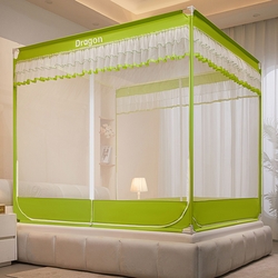 91家纺网 家纺一手货源 找家纺 （总）冉美家纺  2025新款T+U门坐床蚊帐,夏茵-果绿,夏茵-简灰,夏茵-卡其,夏茵-嫩粉