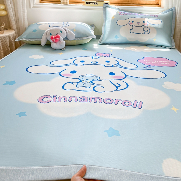 91家纺网 家纺一手货源 找家纺 博雅 2025新款三丽欧A类大版数码印花1200D冰丝凉席凉席席子 云朵玉桂狗