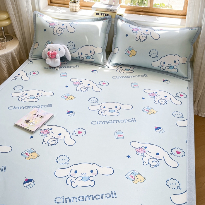 91家纺网 家纺一手货源 找家纺 博雅 2025新款三丽欧A类小版数码印花1200D冰丝凉席凉席席子 甜品玉桂狗