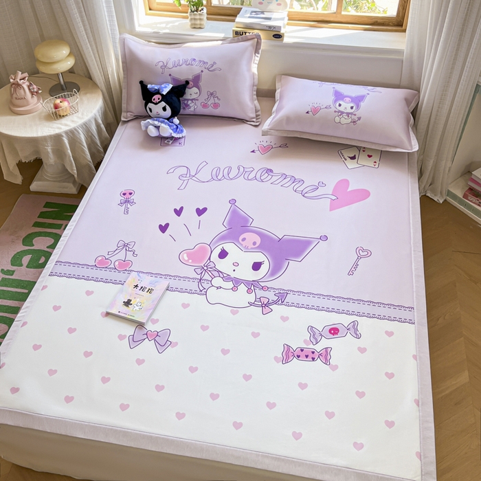 91家纺网 家纺一手货源 找家纺 博雅 2025新款三丽欧A类大版数码印花1200D冰丝凉席凉席席子 气球库洛米