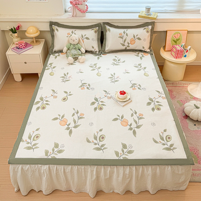 91家纺网 家纺一手货源 找家纺 迪乐妮 2025新款印花真冰藤冰凉席 牛油果