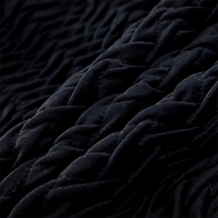 91家纺网 家纺一手货源 找家纺 情恒家纺 2025新款德芙绒工艺款全包床头罩 极简黑