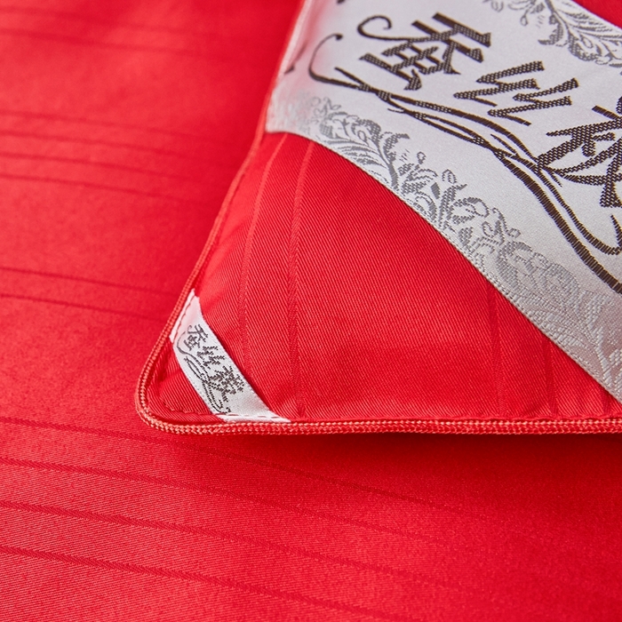 91家纺网 家纺一手货源 找家纺 金同成家纺 2025新款缎条蚕丝被春秋被子母被冬被子被芯 中国红