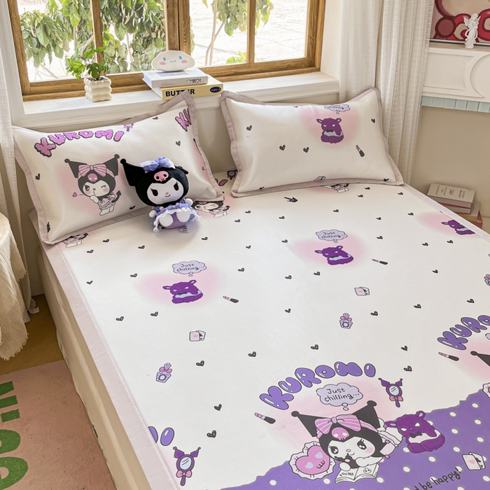 91家纺网 家纺一手货源 找家纺 博雅 2025新款三丽欧A类小版数码印花1200D冰丝凉席凉席席子 梦想库洛米