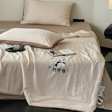 91家纺网 家纺一手货源 找家纺 （总）一加一 2025新款A类天竹刺绣蚕蛹蛋白纤维夏被四件套