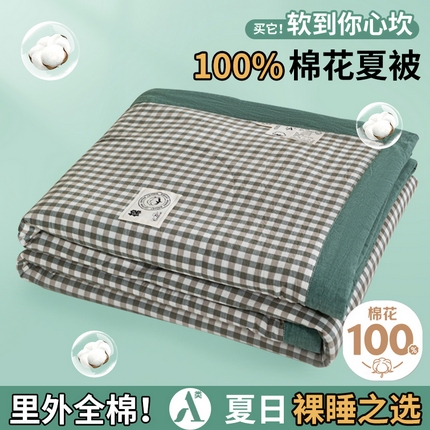 鑫棉坊 2025新款全棉色织水洗棉A类棉花夏被可机洗空调被四件套床单枕套 上野
