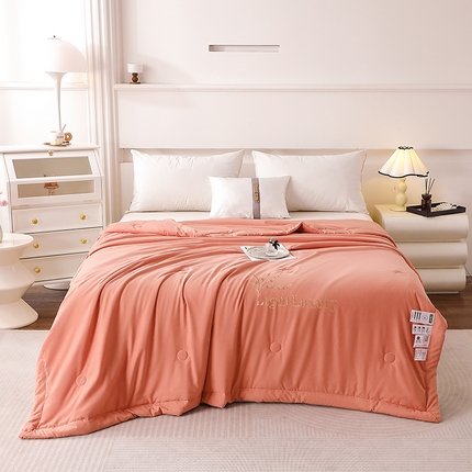 2025新款绣花柔舒棉刺绣款夏被 橙色