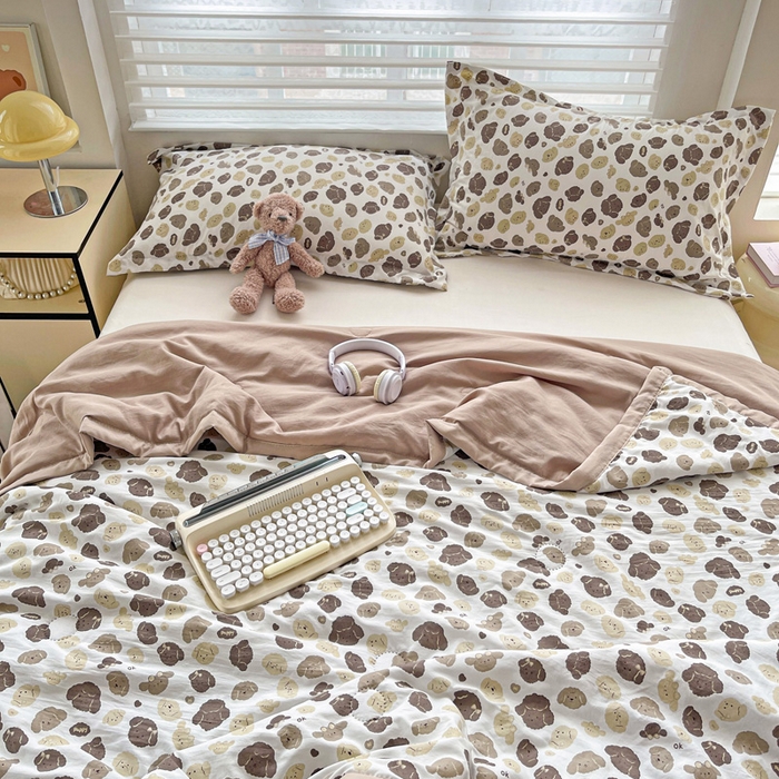 91家纺网 家纺一手货源 找家纺 富艺隆 2025新款水洗棉双层纱夏被 萌萌狗