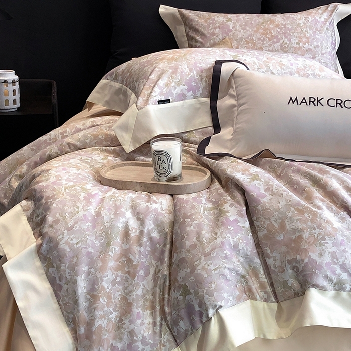 91家纺网 家纺一手货源 找家纺 佳汐蓝2025新款典雅诗意花卉全棉印花四件套券后不低于438/458元 馥雅铃兰-胭脂粉