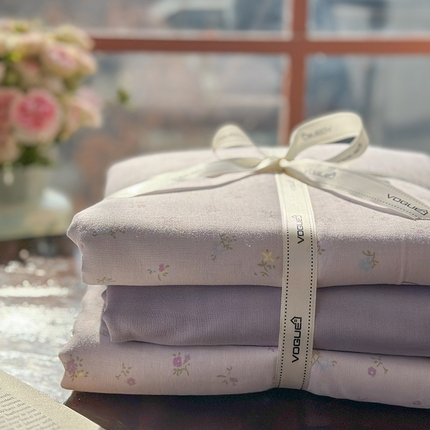 麦伦家居 2025新款全棉有氧双层纱简约款系列四件套 妮可兔