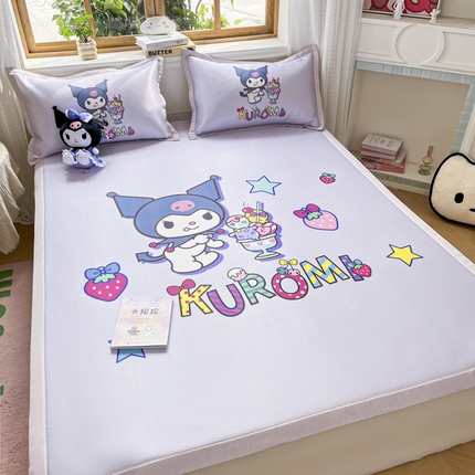 博雅 2025新款三丽欧A类大版数码印花1200D冰丝凉席凉席席子 开心库洛米