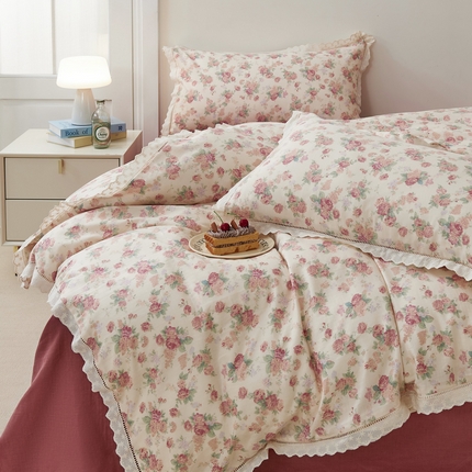 91家纺网 家纺一手货源 找家纺 （总）黛馨 2025新款全棉纯棉镂空蕾丝边四件套