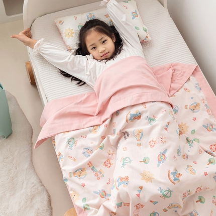 91家纺网 家纺一手货源 找家纺 （总）嗨生活 2025年 7A抗菌全棉双层纱夏被  纱布夏被盖毯  儿童夏被 幼儿园夏被