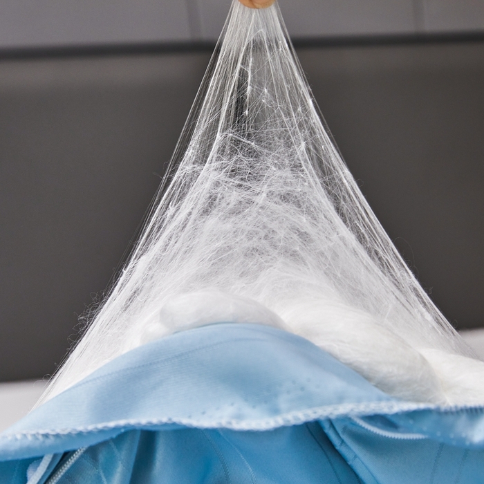 91家纺网 家纺一手货源 找家纺 金同成家纺 2025新款缎条蚕丝被春秋被子母被冬被子被芯 远山蓝