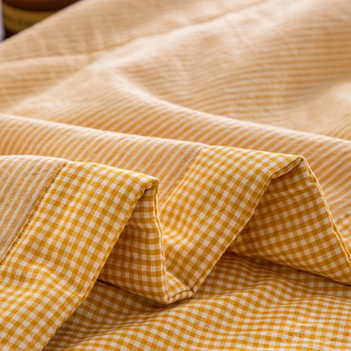 91家纺网 家纺一手货源 找家纺 鑫棉坊 2025新款全棉色织水洗棉A类棉花夏被可机洗空调被四件套床单枕套 浅杏谧境