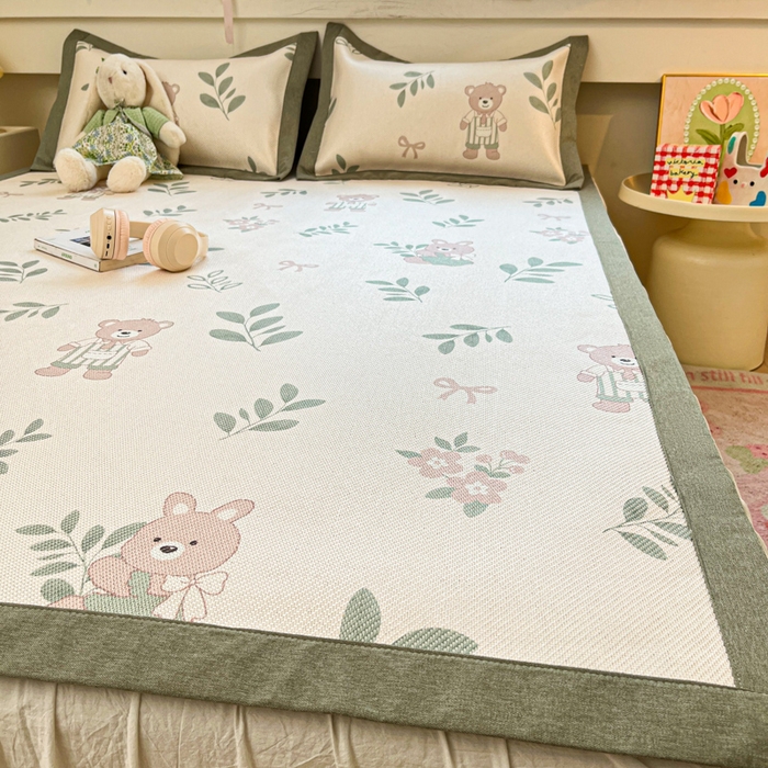 91家纺网 家纺一手货源 找家纺 迪乐妮 2025新款印花真冰藤冰凉席 丛林熊