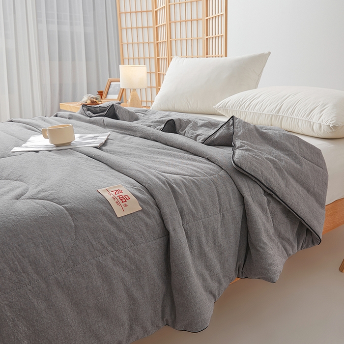 91家纺网 家纺一手货源 找家纺 熙宴家纺 2025新款纯色水洗棉新疆棉花夏被 石灰