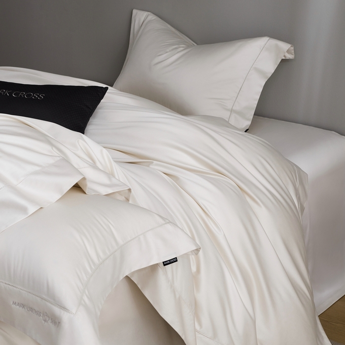 91家纺网 家纺一手货源 找家纺 佳汐蓝 2025新款奢简高支棉柔雾奢缎长绒棉四件套券后不低于628/648元 羊脂白