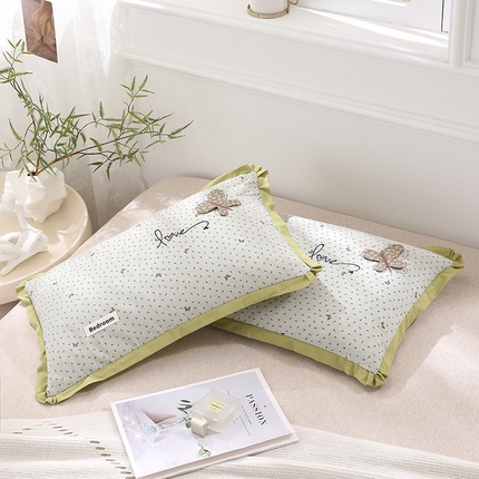 91家纺网 家纺一手货源 找家纺 （总）梦叶草 2025新款全棉纯棉双层纱蝶舞荞麦枕