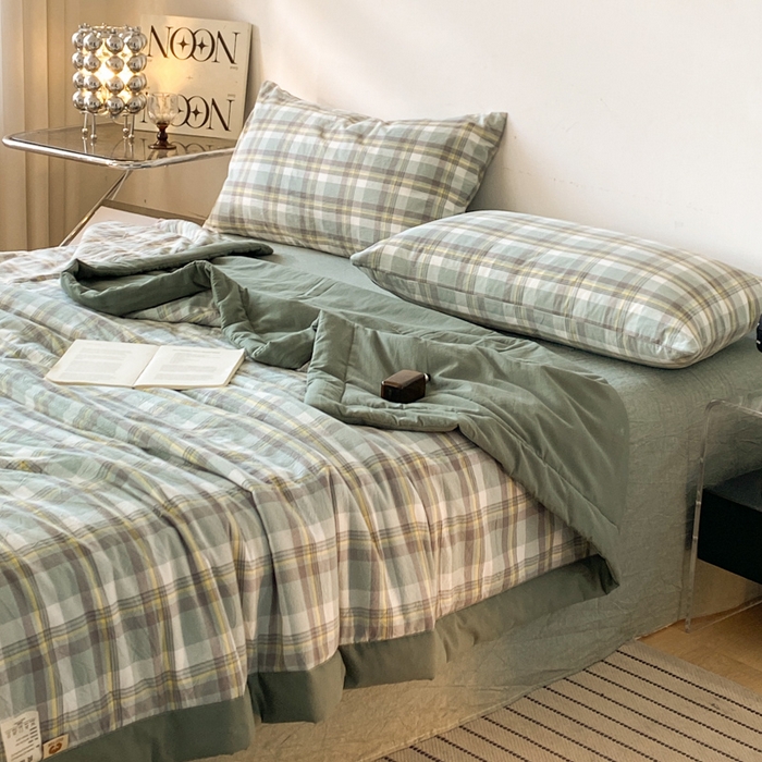 91家纺网 家纺一手货源 找家纺 2025梦初语新款无印风棉花夏被 雅致格