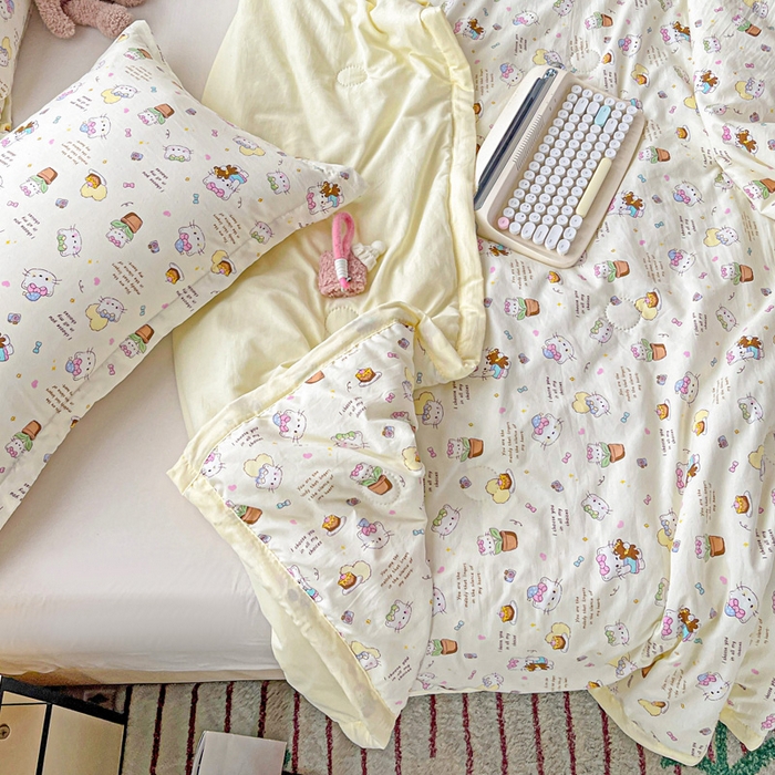 91家纺网 家纺一手货源 找家纺 富艺隆 2025新款水洗棉双层纱夏被 小豆喵