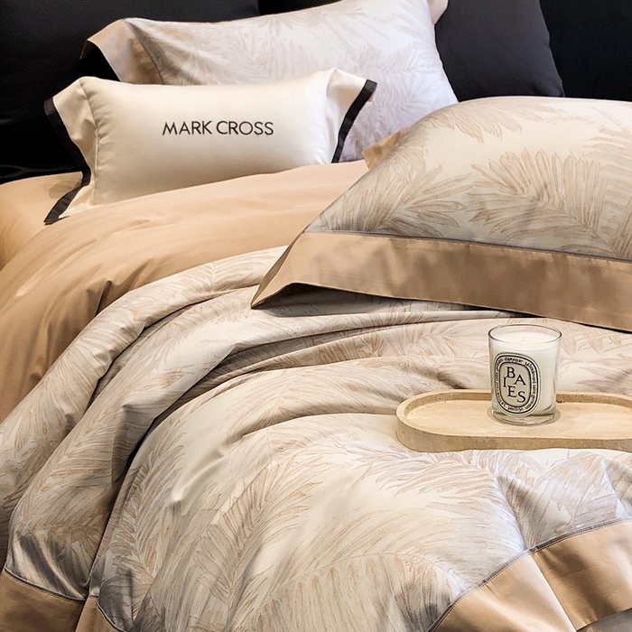 91家纺网 家纺一手货源 找家纺 佳汐蓝2025新款典雅诗意花卉全棉印花四件套券后不低于438/458元 烟火星辰-日落桔