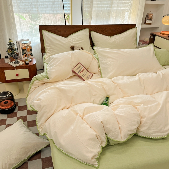 91家纺网 家纺一手货源 找家纺 （总）慕尚家纺 2025新款全棉纯棉三角针色织四件套