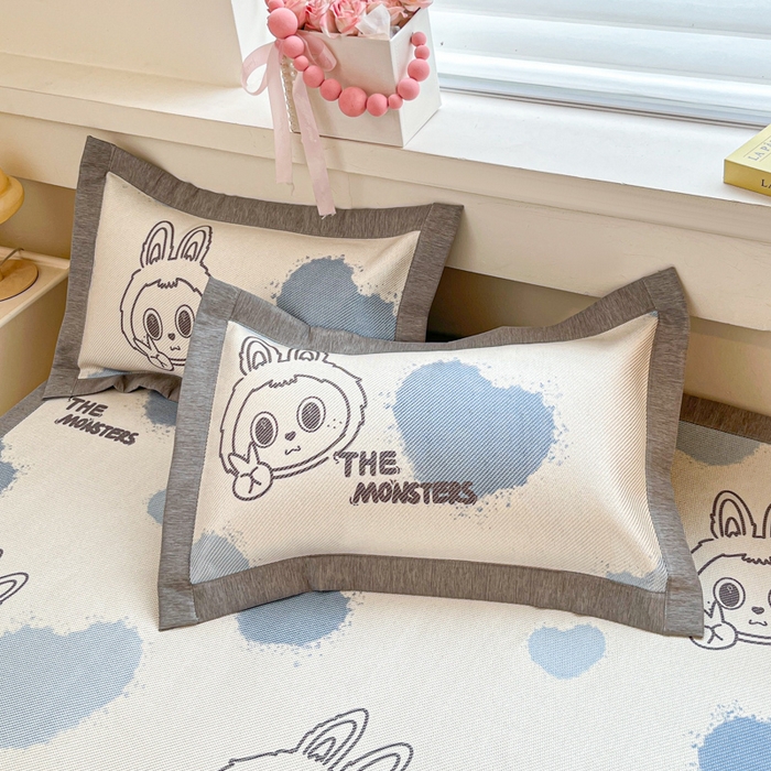 91家纺网 家纺一手货源 找家纺 迪乐妮 2025新款印花真冰藤冰凉席 小怪兽