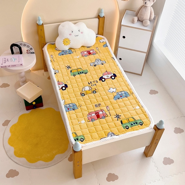91家纺网 家纺一手货源 找家纺 梵赫家纺2024新款牛奶绒床护垫床垫幼儿园床垫儿童床垫可水洗 薄垫-滴滴车队黄