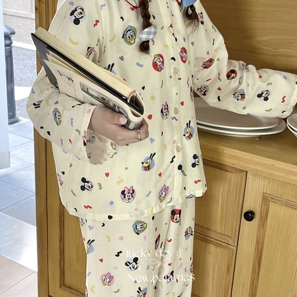 91家纺网 家纺一手货源 找家纺 （总）纽约生活2025新款有氧双层纱甜美风娃娃领奶油少女感套装家居服