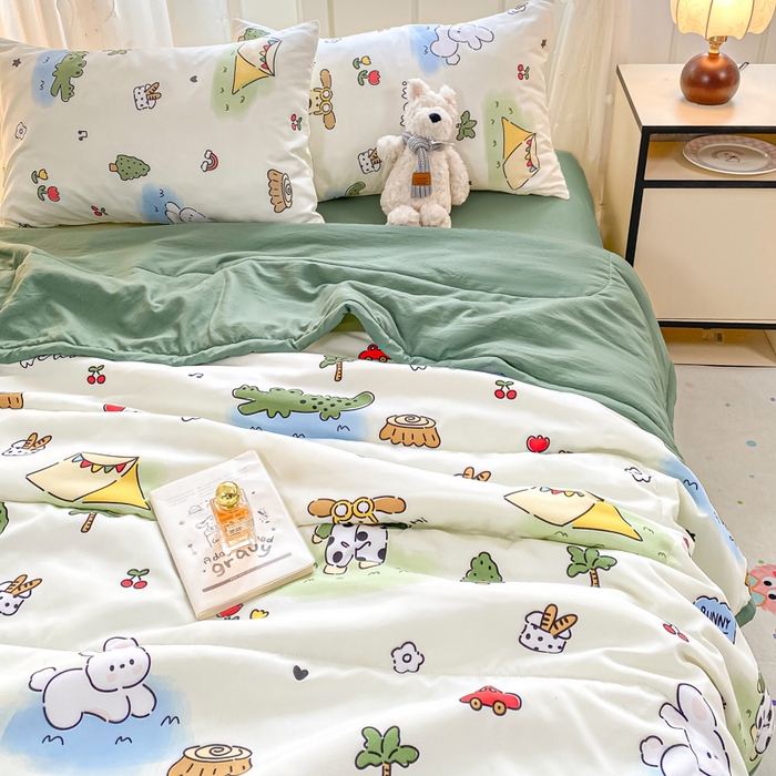 91家纺网 家纺一手货源 找家纺 2025梦初语新款水洗棉印花棉花被 萌宠乐园