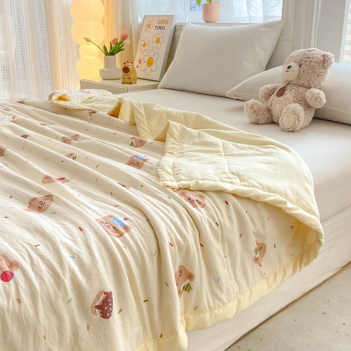 91家纺网 家纺一手货源 找家纺 好睡棉 2025新款柔软裸睡级水洗棉夏被新疆棉花被夏凉被空调被被子 奶油小熊