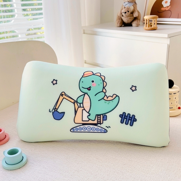 91家纺网 家纺一手货源 找家纺 2025新款卡通凉感丝亲肤枕 挖机恐龙50*30*4 