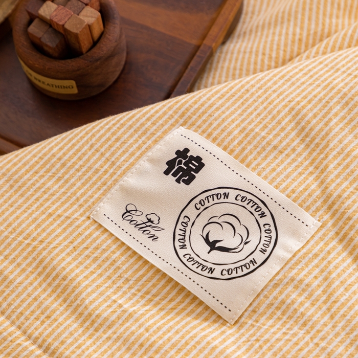 91家纺网 家纺一手货源 找家纺 鑫棉坊 2025新款全棉色织水洗棉A类棉花夏被可机洗空调被四件套床单枕套 浅杏谧境