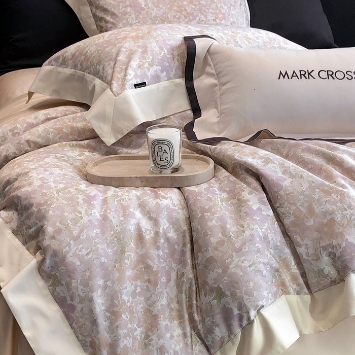 91家纺网 家纺一手货源 找家纺 佳汐蓝2025新款典雅诗意花卉全棉印花四件套券后不低于438/458元 馥雅铃兰-胭脂粉