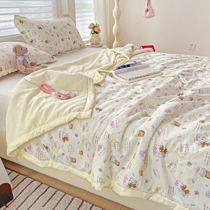 91家纺网 家纺一手货源 找家纺 富艺隆 2025新款水洗棉双层纱夏被 小豆喵