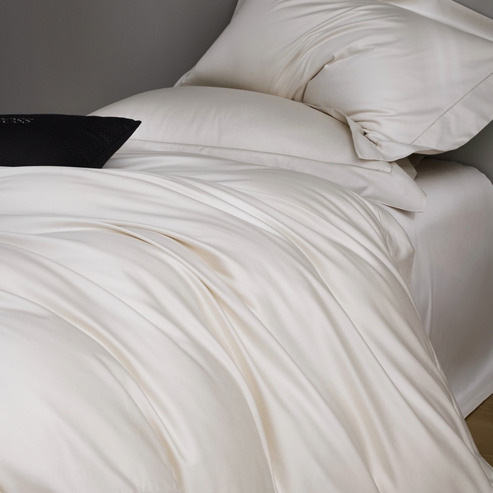 91家纺网 家纺一手货源 找家纺 佳汐蓝 2025新款奢简高支棉柔雾奢缎长绒棉四件套券后不低于628/648元 羊脂白