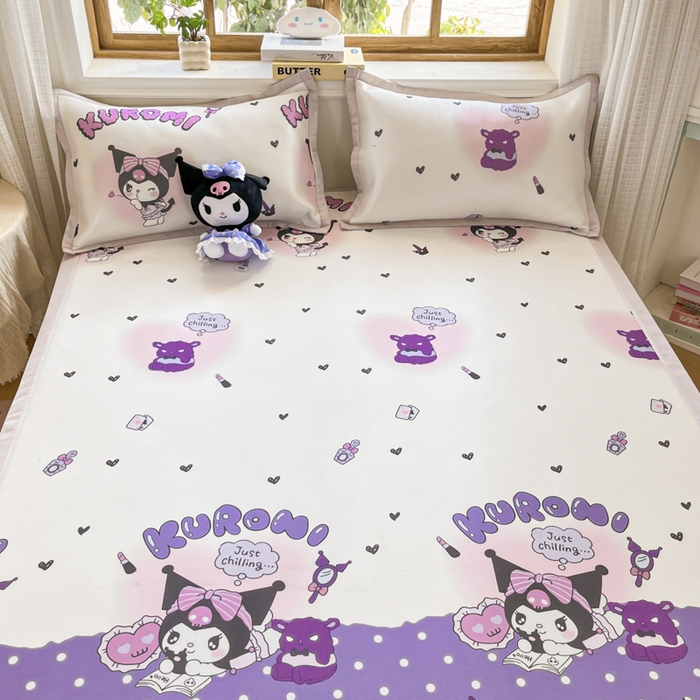 91家纺网 家纺一手货源 找家纺 博雅 2025新款三丽欧A类小版数码印花1200D冰丝凉席凉席席子 梦想库洛米