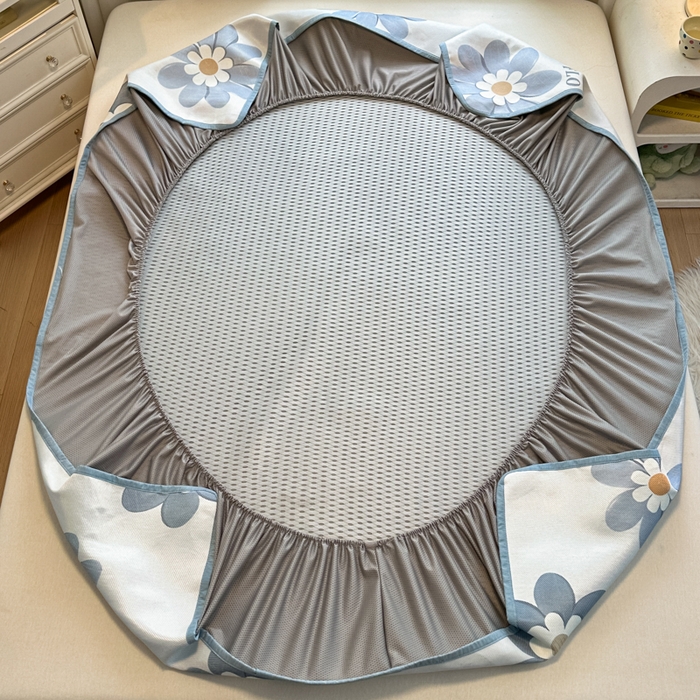 91家纺网 家纺一手货源 找家纺 迪乐妮 2025新款真冰藤印花床笠款凉席 花语