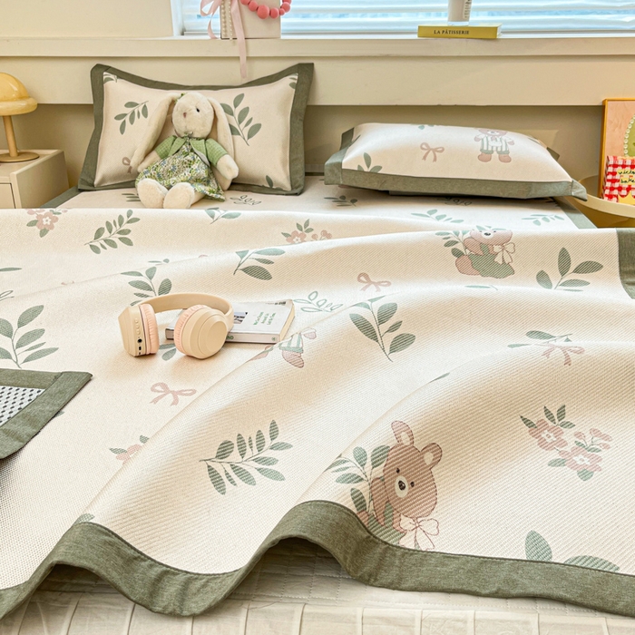 91家纺网 家纺一手货源 找家纺 迪乐妮 2025新款印花真冰藤冰凉席 丛林熊