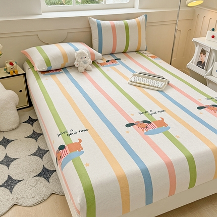 爱彼2025款新款热门老粗布床笠凉席席子 老粗布床笠-彩虹小狗