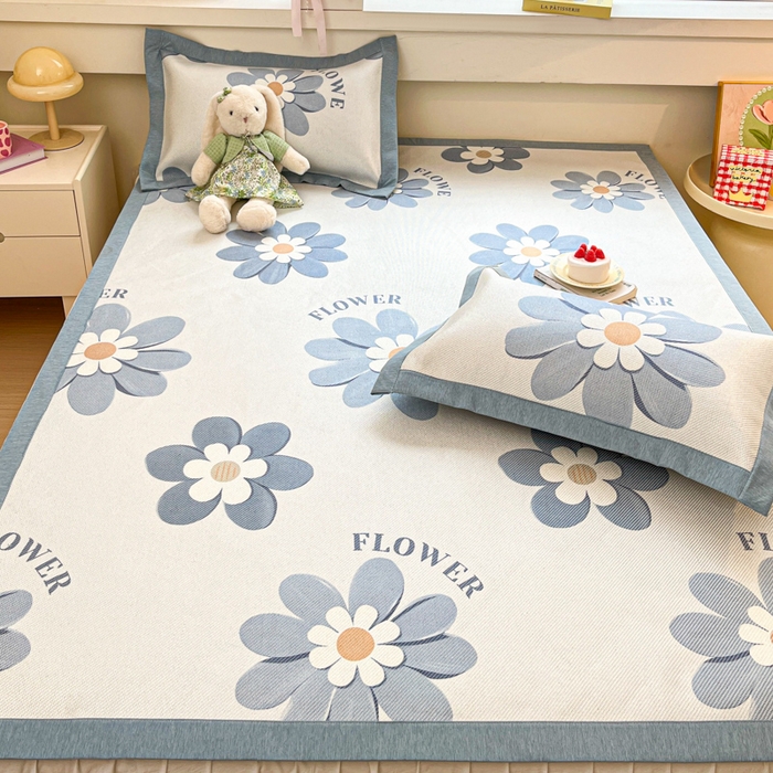 91家纺网 家纺一手货源 找家纺 迪乐妮 2025新款印花真冰藤冰凉席 花语