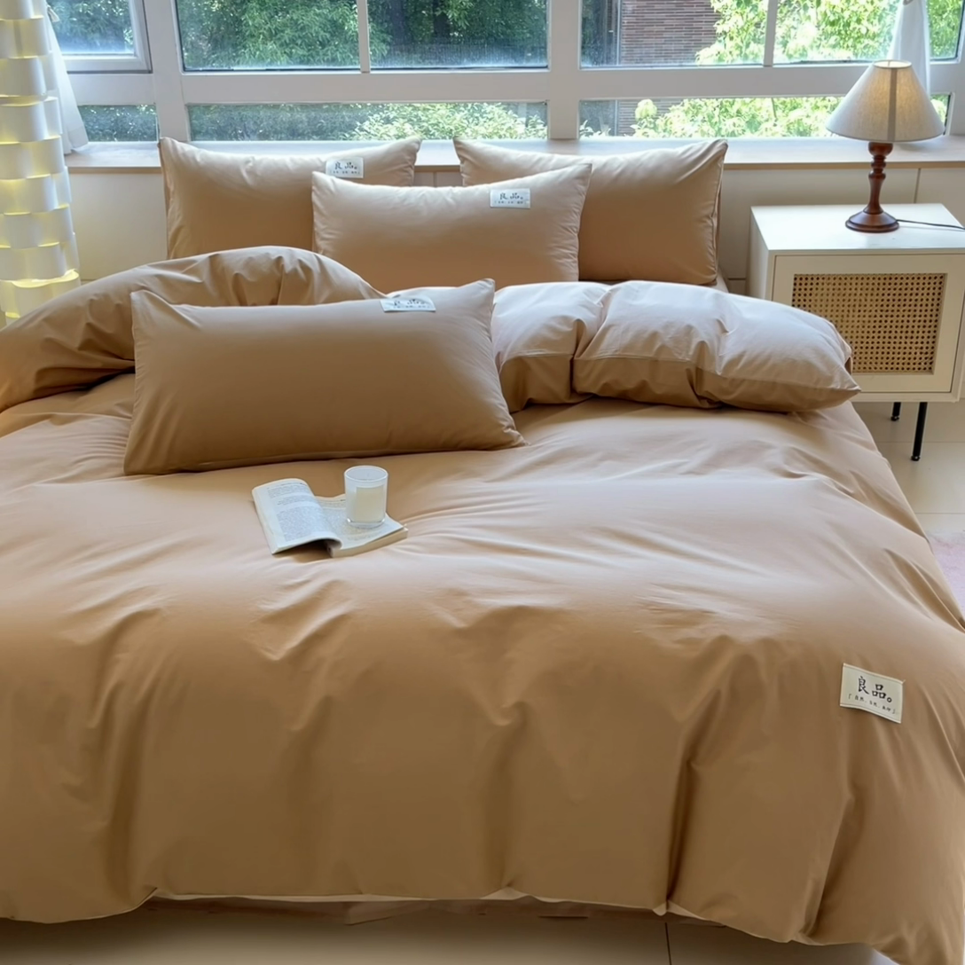 91家纺网 家纺一手货源 找家纺 （总）禧澜庭 2025新款纯棉全棉水洗棉斜纹无印风贴标四件套三件套